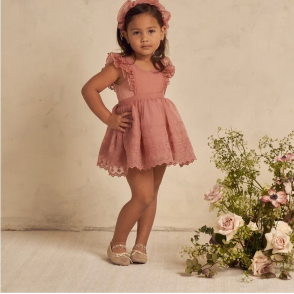 Girls' Dusty Rose Ruffle Strap Formal Dress - Picture 3 of 9
